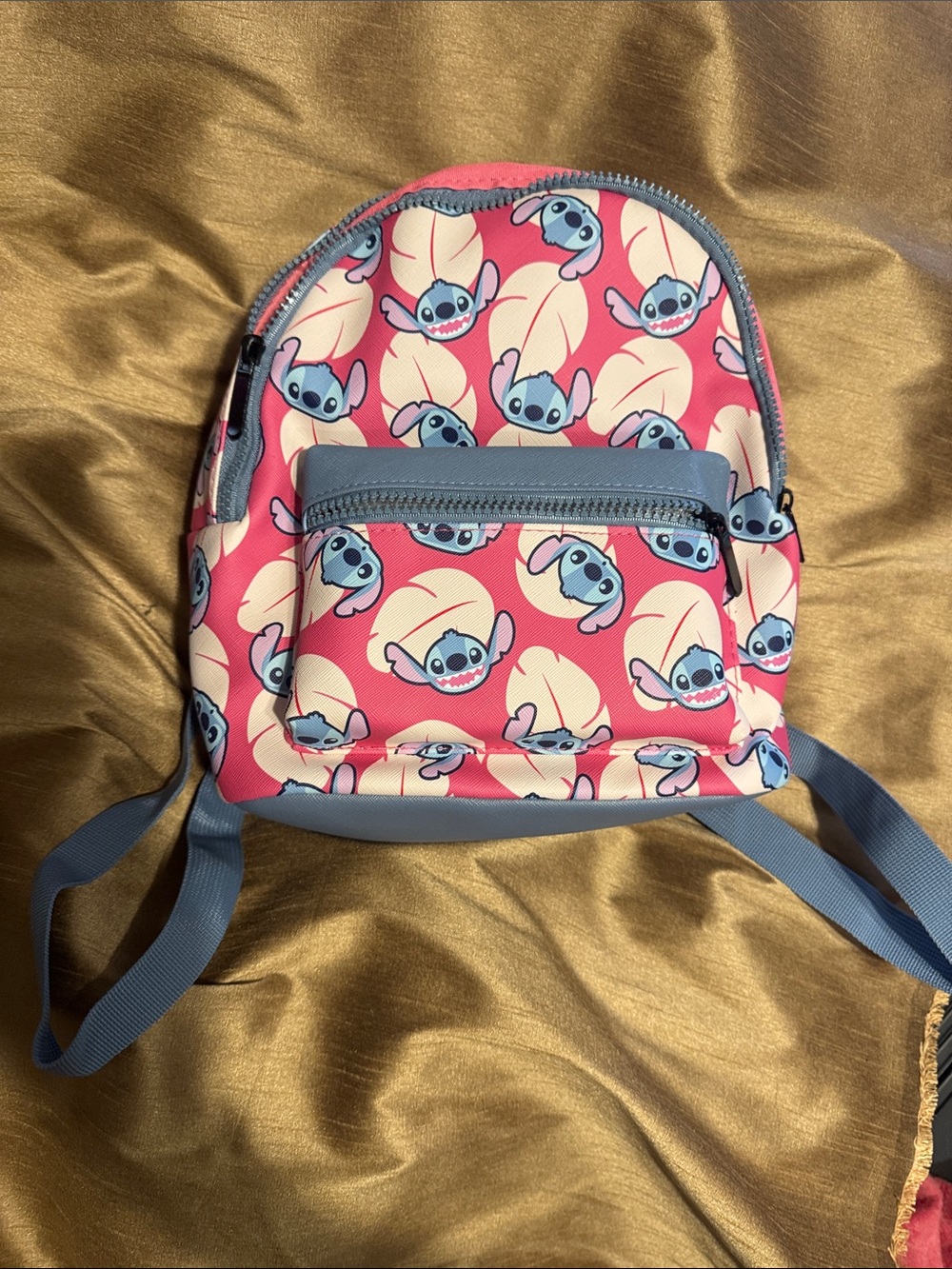 Disney Pink Backpack with Blue Character Print